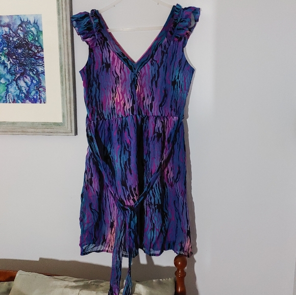 Coupé Collection Blue and Purple Print Dress - Picture 6 of 11